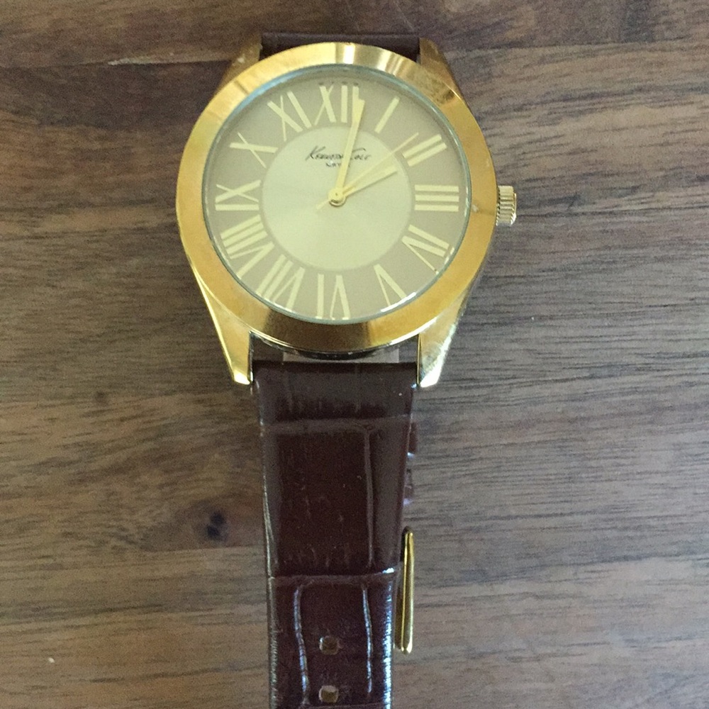 Kenneth Cole brown alligator watch roman numerals
